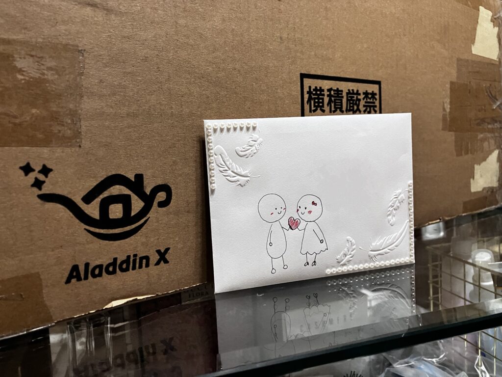 妻からの手紙とプレゼントにレンタルしてくれたAladdin X2 plusの写真。